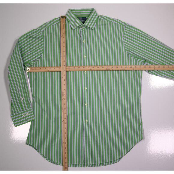 Polo Ralph Lauren Green Striped Cutaway Collar Cotton Dress Shirt 16.5-32/33 - Picture 4 of 6